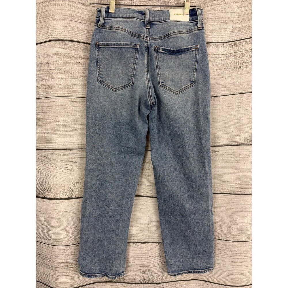 Express Straight Ankle High Rise Distressed Jeans Size 2R - Picture 2 of 3